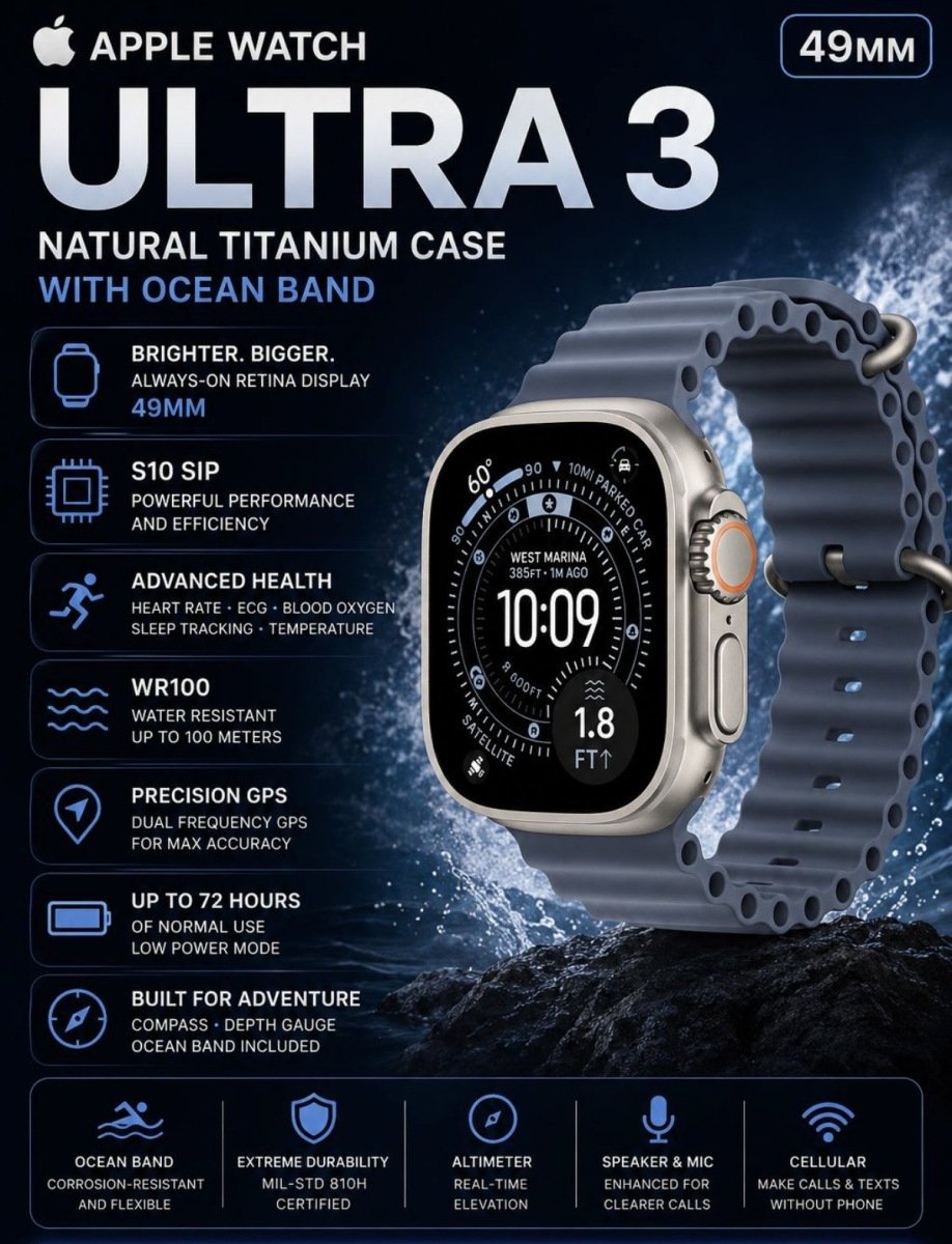 Watch Ultra 3 Black Ocean Bend