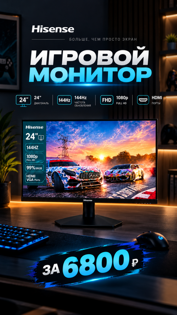 Новый Монитор 24 дюйма 144HZ FuLL HD